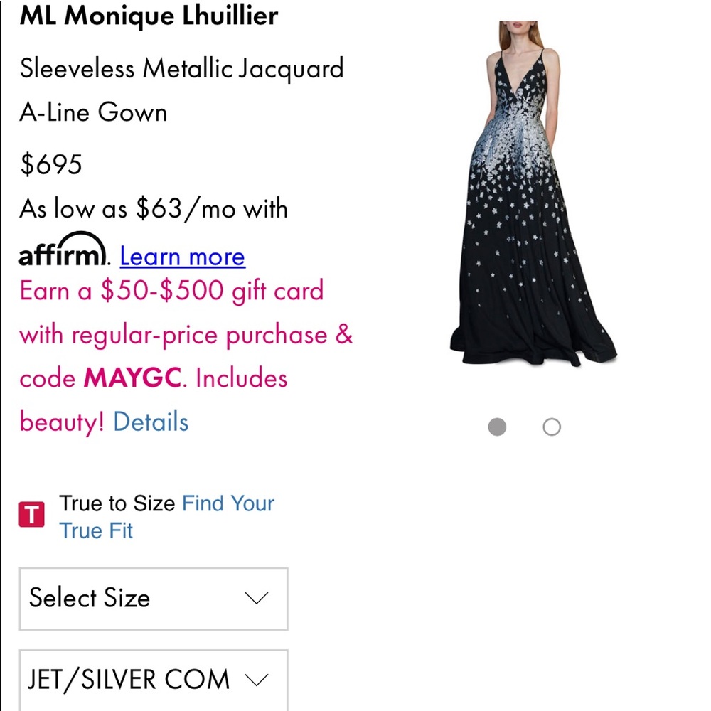 Monique Lhuillier Sleeveless Metallic A-Line Gown